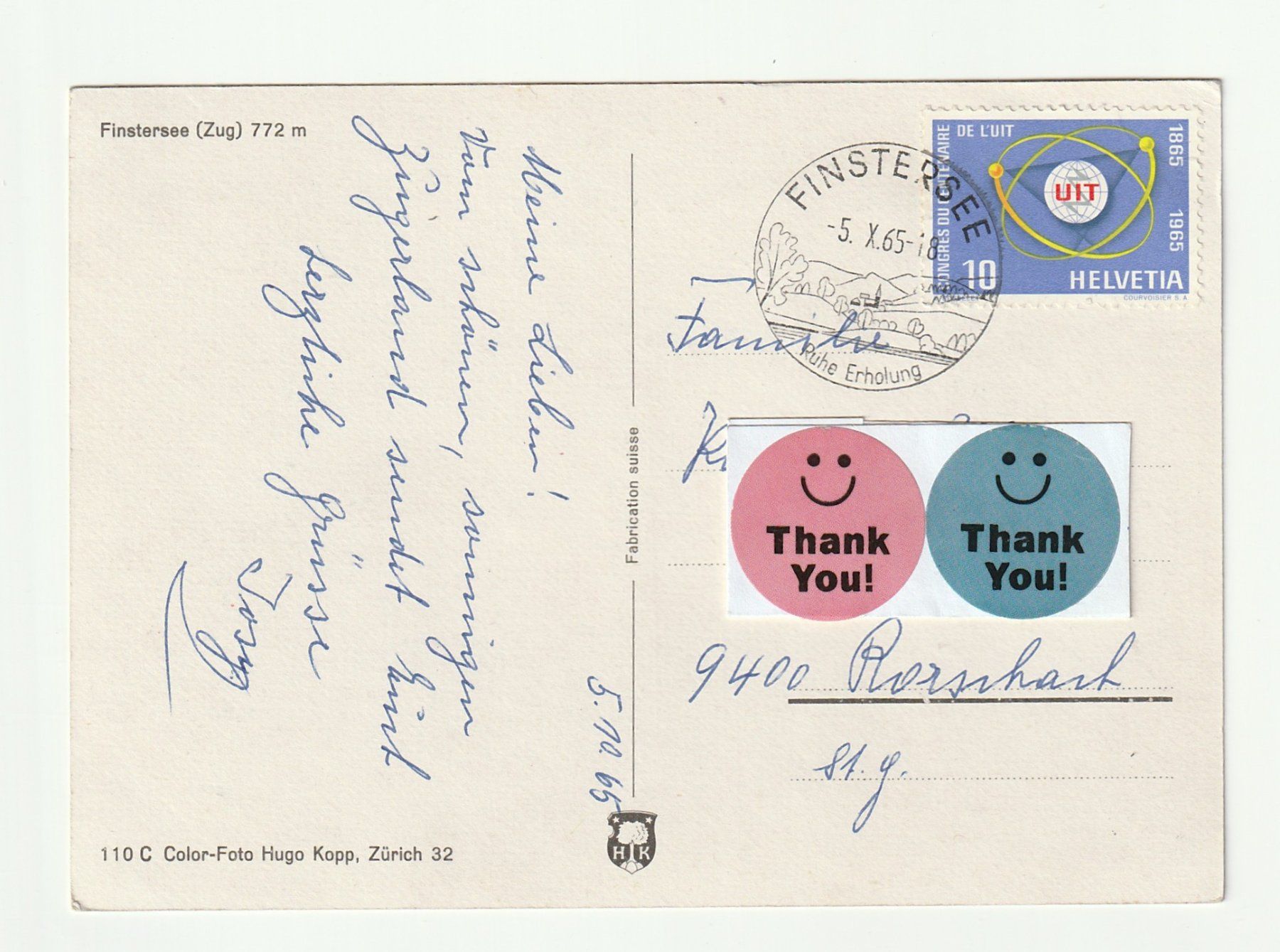 Cartoline postali: Ansichtskarte Finstersee Zug 1965 – Usato da St. Gallen venduto da Ricardo_Deals 1