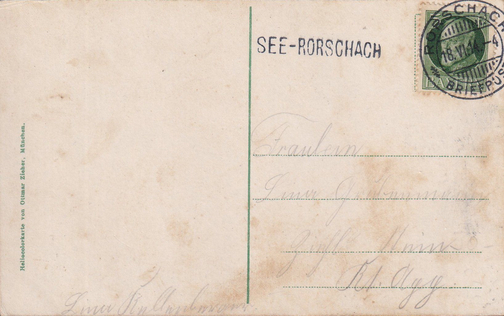 Cartoline postali: 1914, SEE-RORSCHACH (Stabstpl.) auf AK "Am Bodensee" – Usato da Aesch BL venduto da toffifee09 1