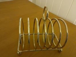 Vintage Toastständer Toasthalter Briefhalter Metall Silber!