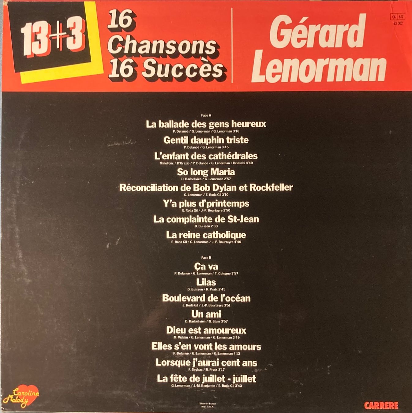 Schallplatten: GÉRARD LENORMAN - 16 CHANSONS 16 SUCCÈS – Gebraucht aus Poliez-Pittet von Newtown-Records 1