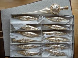 24 Teile crèmefarbener Christbaumschmuck