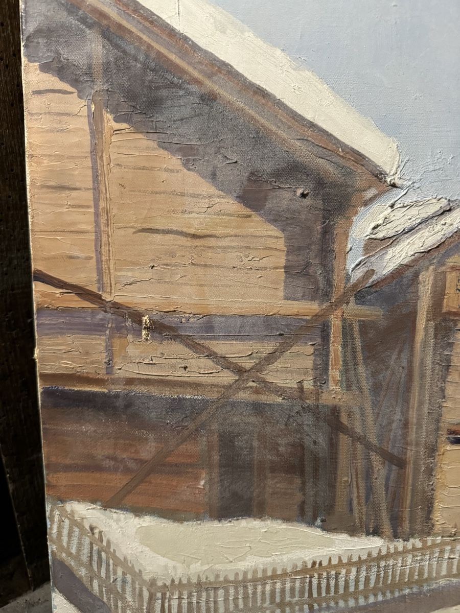 Dipinti: Vue de montagne enneigé, tableau – Usato da Genève venduto da GenevasWunderkammer 4