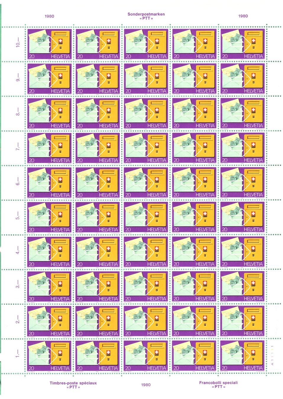 Alle Briefmarken: Bogen  1980   SM  PTT Serie   Postcheck     postfrisch – Neu (gemäss Beschreibung) aus Mellingen von Ginger