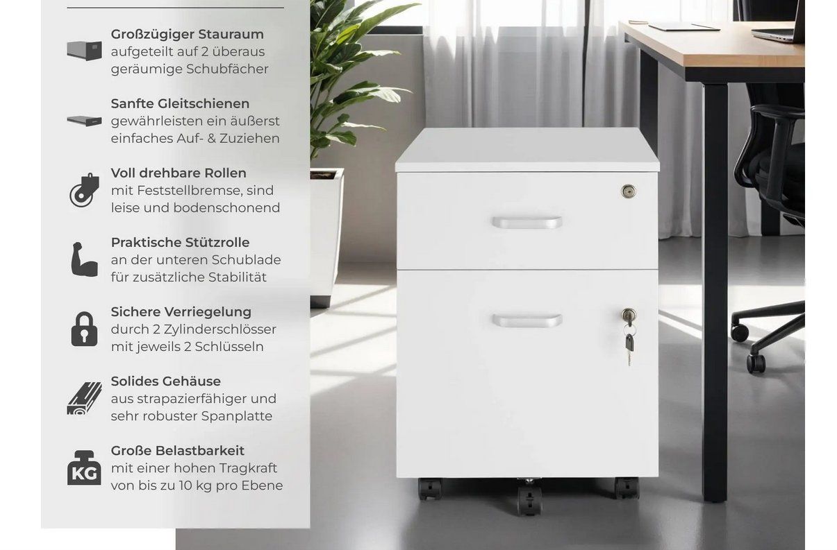 Eléments de bureau: Rollcontainer Vagur weiss – Neuf (Voir description) à Steinhausen par Retourenprofis 2