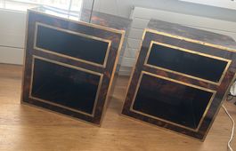 2 Tortoiseshell effect/ brass finish vintage bedside tables