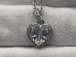 Collier en Argent 925 Pendentif Cœur Solitaire
