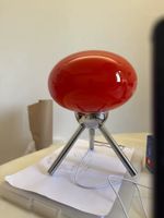 Rote Retro Style Tischleuchte Glas Lampe, Design der 70er!