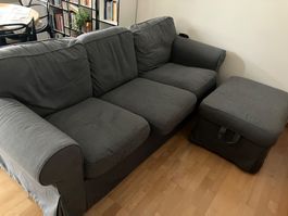 3-er Sofa mit Fusshocker
