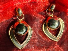 Vintage Ohrring Sixties Herzförmige Klipse Modeschmuck, 7 cm