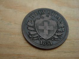 (D1) Départ 1 CHF 2 Rappen 1851