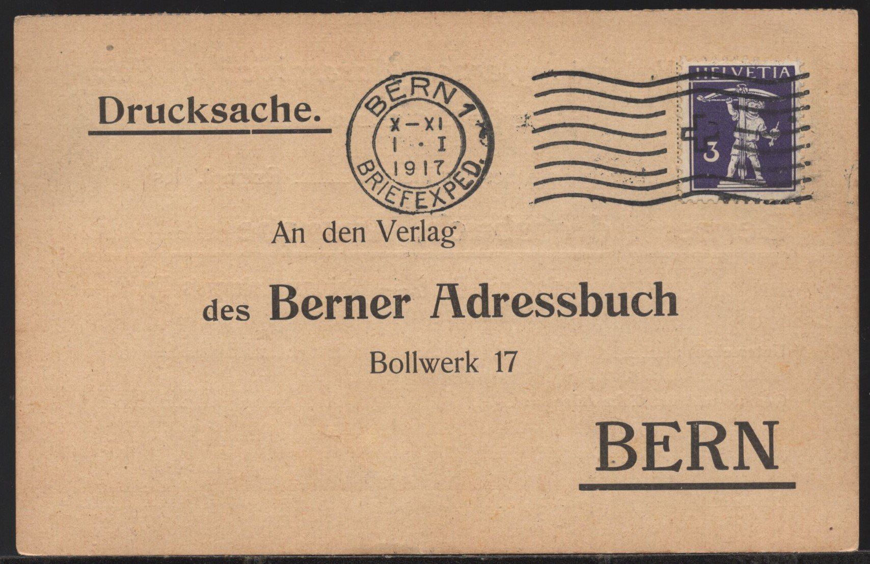 Tutti i francobolli: Adressbuch Stadt Bern  1917 – Usato da Aarau venduto da kufi44