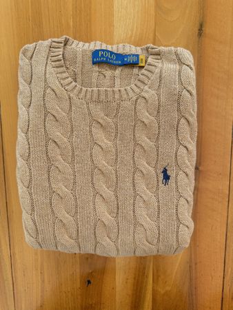 Polo Ralph Lauren Beige Cable Knit Sweater, Size M