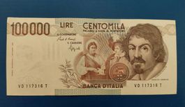 Italien: 100.000 Lire Caravaggio 1. Typ 1990, VZ.