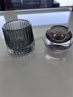 Windlicht-Set, Grau, Glas, Top Zustand