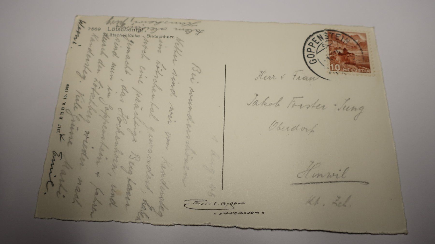 Cartoline postali: Lötschental   Lötschenlücke - Birtschhorn  1946 – Usato da Cormoret venduto da Pascalll2001 3