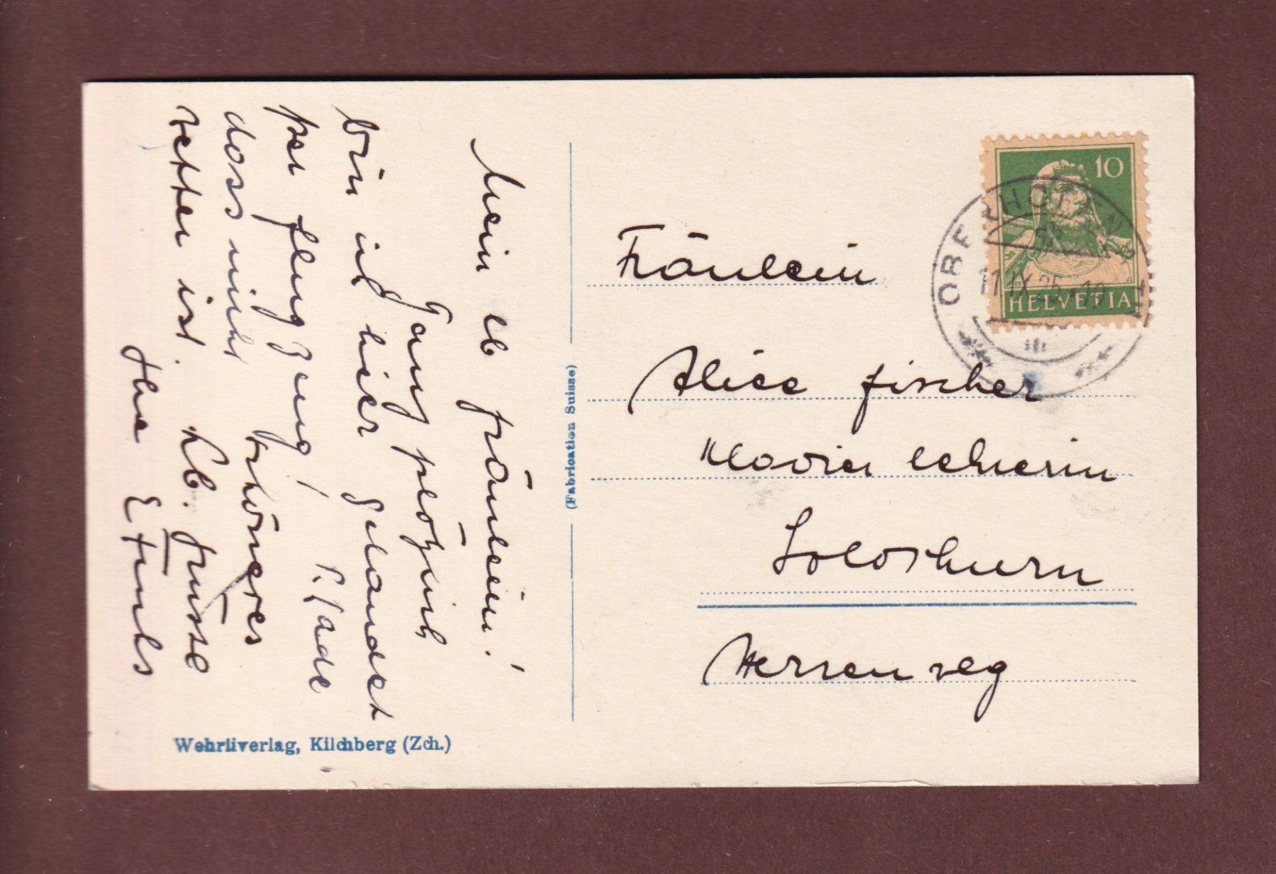 Cartoline postali: OBERHOFEN - Schloss - 1925 – Usato da Pully venduto da nicecards-shop 1