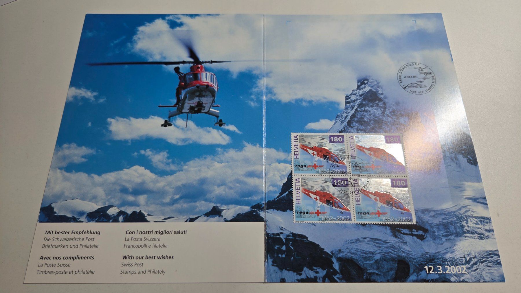 Alle Briefmarken: 2002 Folder 50 Jahre REGA – Gebraucht aus Arni AG von Moth68