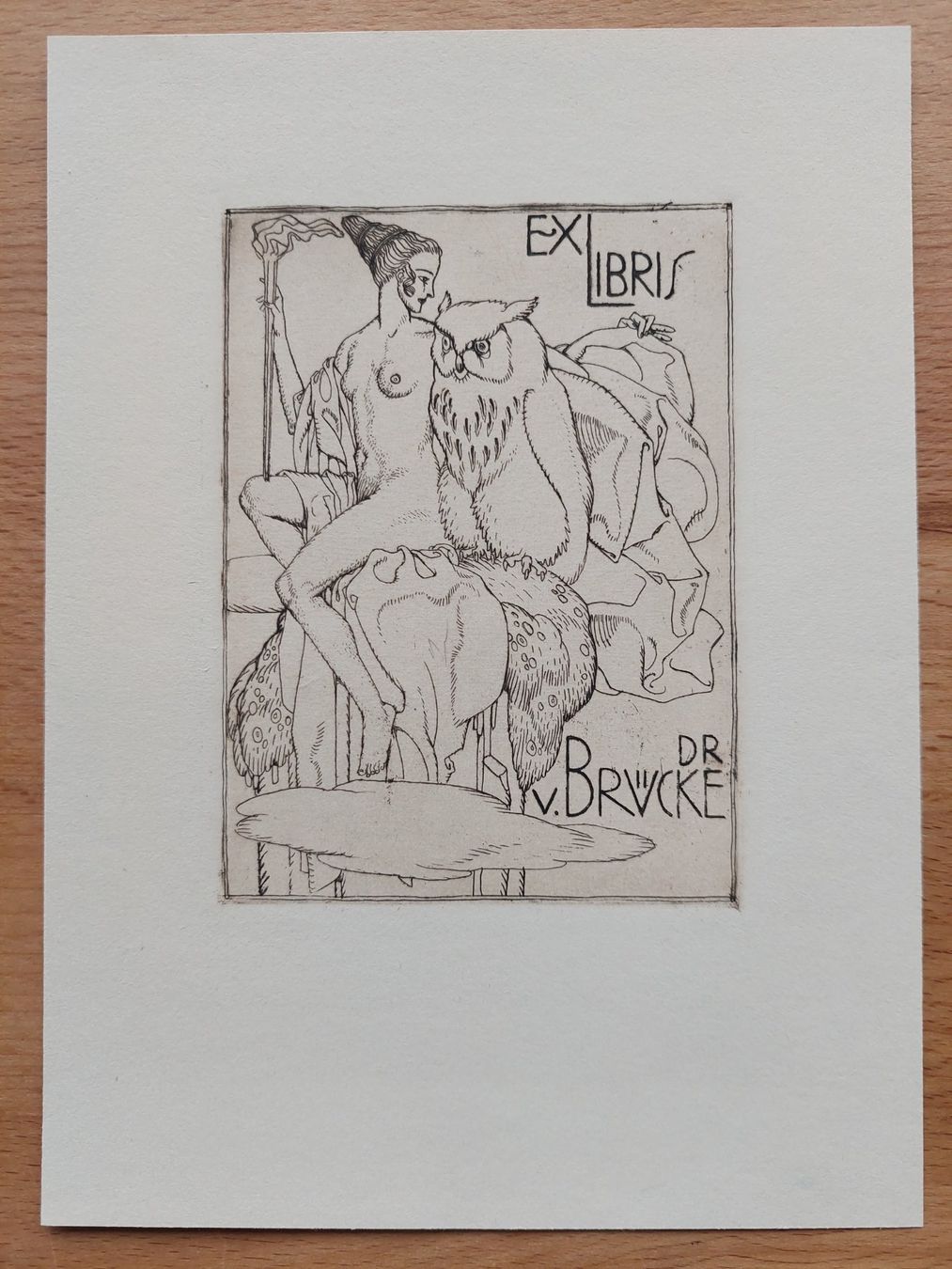 Dipinti: Exlibris Josef v. Diveky - Original Radierung Erotik Eule – Usato da Obfelden venduto da Exlibris-Art
