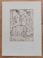 Exlibris Josef v. Diveky - Original Radierung Erotik Eule
