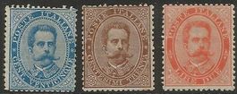 3 Timbres de 1879 ( Italie / Le Roi Umberto I )