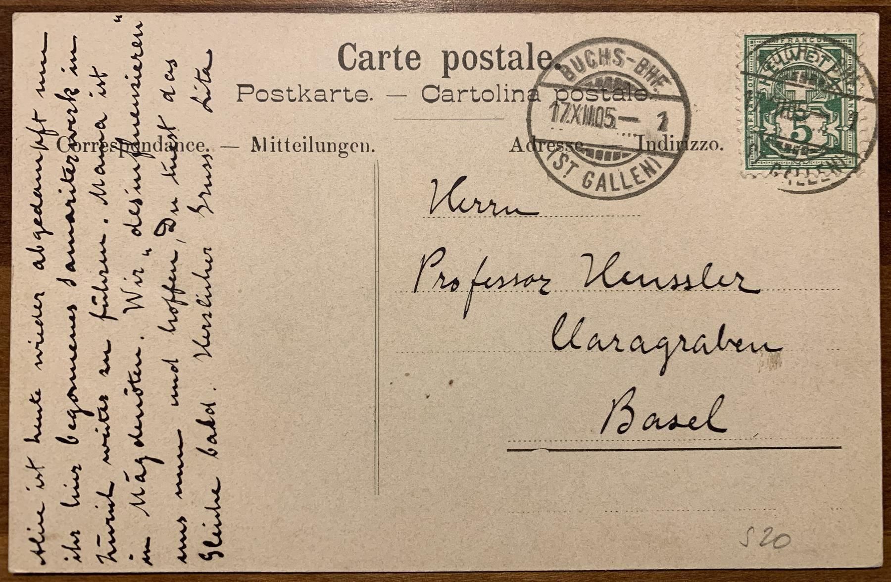 Cartoline postali: Ansichtskarte Werdenberg b. Buchs 1905 – Usato da St. Gallen venduto da Cheirodon 1