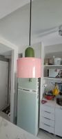 Bauhaus Hängelampe, Rosa/Grün - Top Zustand!
