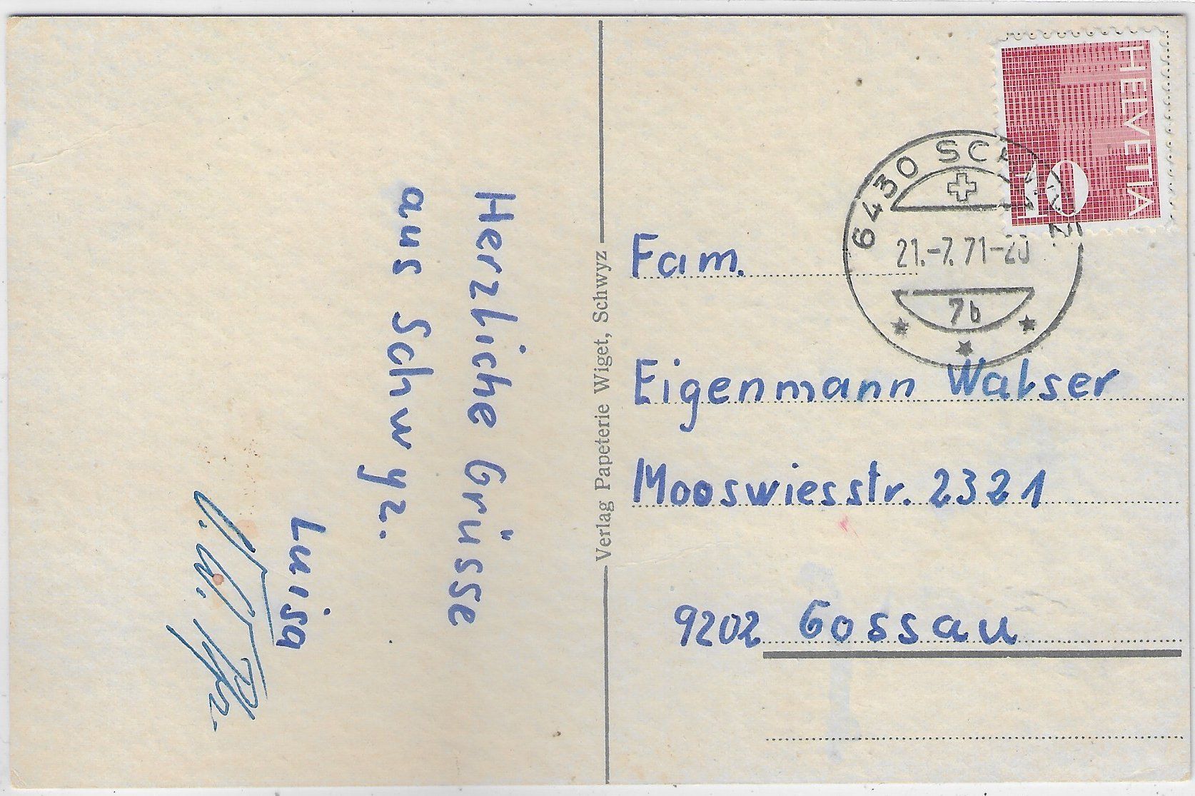 Cartoline postali: Schwyz - Hauptplatz - Litho – Usato da Ettingen venduto da Kartenplanet 1