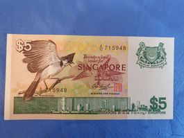 Banknote Note Singapur Singapore 5 Dollar unzirkuliert