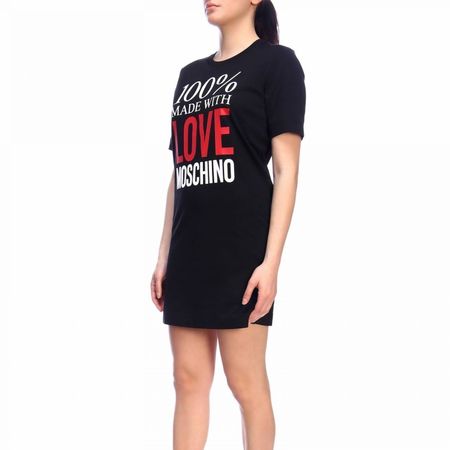 Love Moschino T-Shirt Kleid Gr. 36, schwarz mit Print