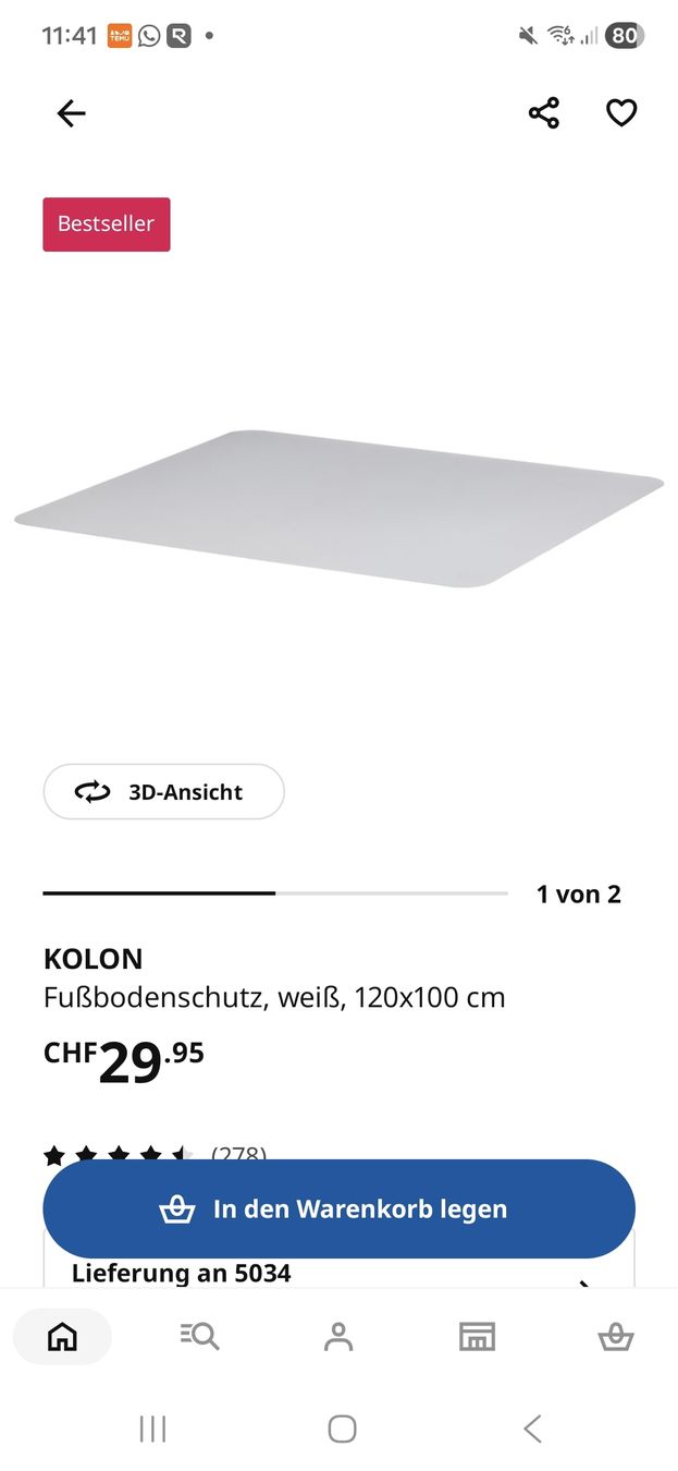 Ikea Bodenmatten: Fussbodenschutz Kolon Ikea – Gebraucht aus Suhr von Design_by_Debi