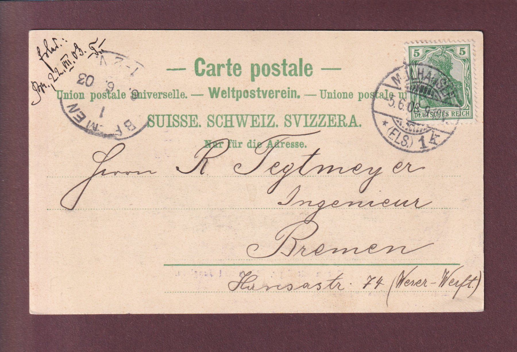 Cartoline postali: MÜRREN - Eiger - Mönch - Jungfrau - 1903 – Usato da Pully venduto da nicecards 1
