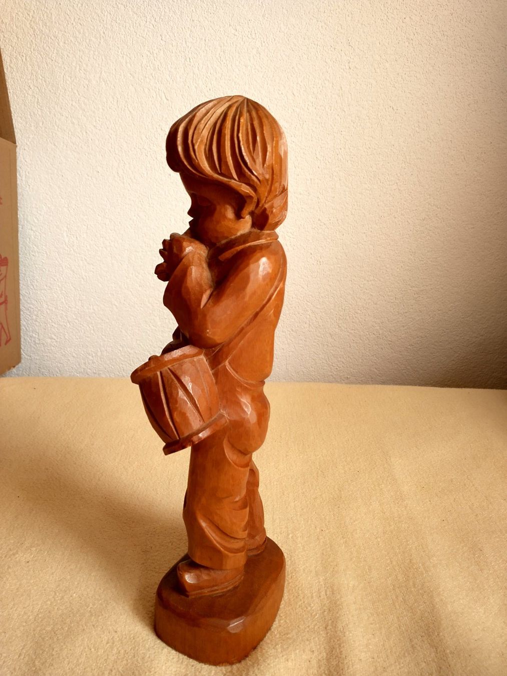 Statuette: antike Holzfigur Junge mit Trommel, geschnitzt,  34 cm – Usato da Löhningen venduto da Chimae67 8
