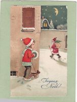 Kitsch Kind Hund Weihnachtsmann Joyeux Noël 1927