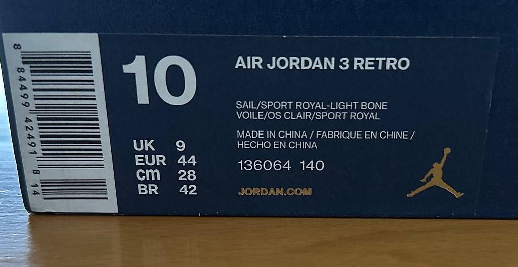 Scarpe da uomo: Air Jordan 3 Retro, grösse 44 – Usato da Rorschacherberg venduto da JBF17 1