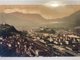Bellinzona, cartolina antica, vista panoramica