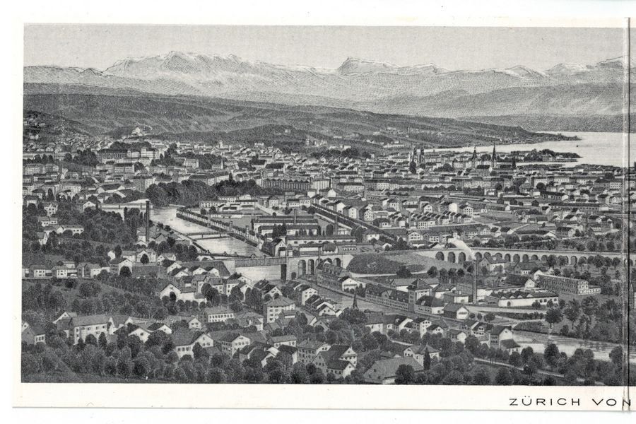 Cartoline postali: Doppelkarte "Zürich von der Waid" – Usato da Frauenfeld venduto da POML 1