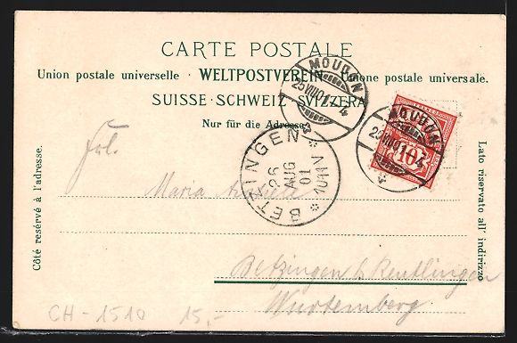 Ansichtskarten: AK Moudon, rue du Temple, 1901 – Gebraucht aus Berlin von bartko-reher 1