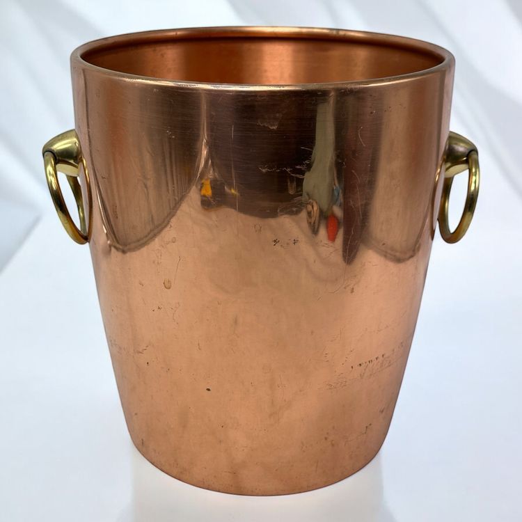 Seau à Champagne Vintage En Cuivre Rose Et Jaune – Fabrication Française, Avec Poignées