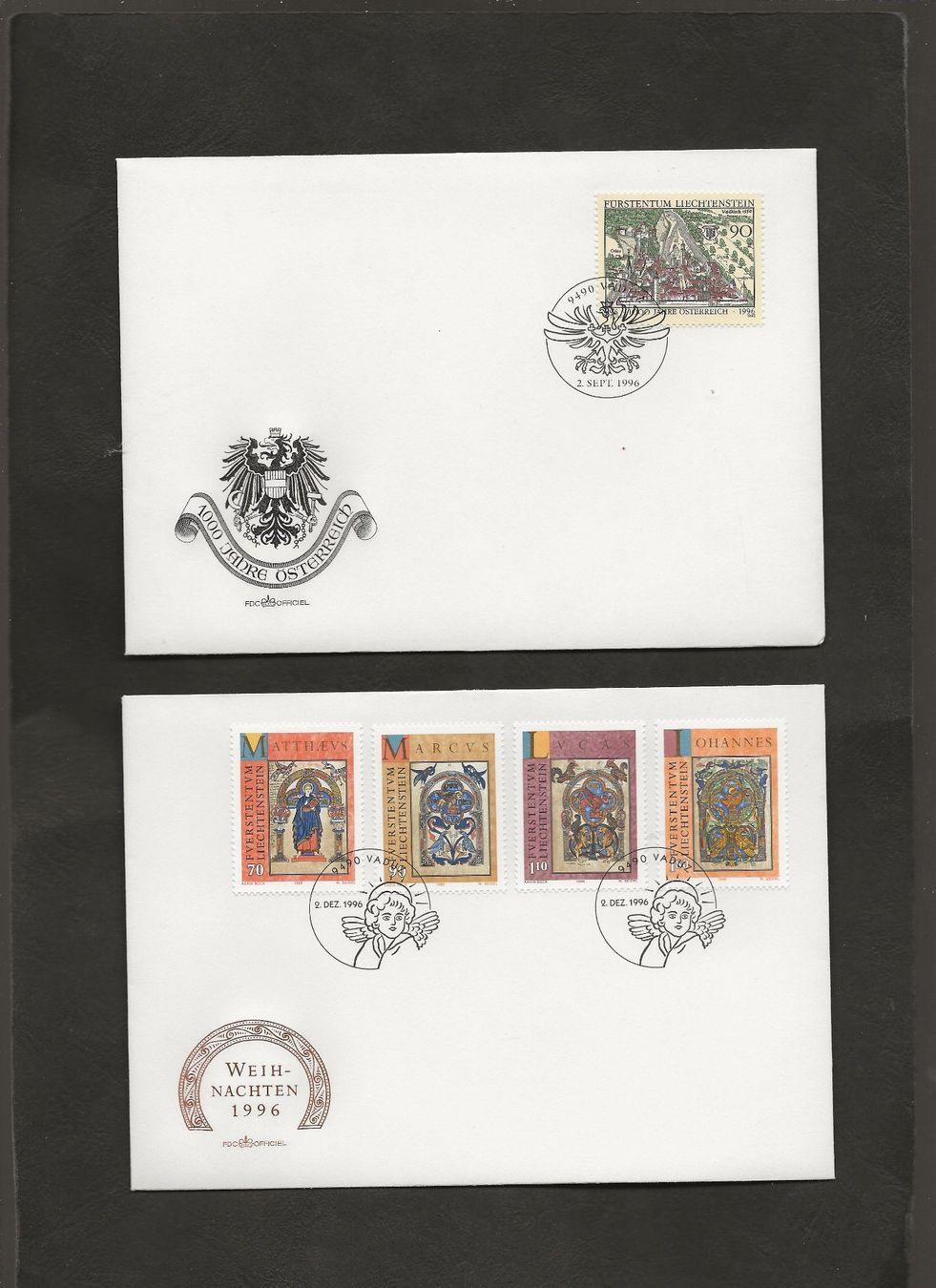 Tutti i francobolli: 14 FDC Liechtenstein 1996 bis 2001 – Usato da Au ZH venduto da xelagreb01 1