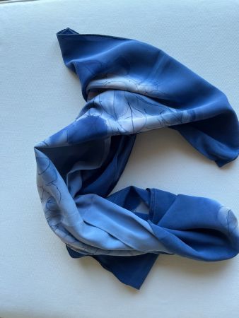 🧣 Foulard vintage Italie 60s bleu lilas chic 100cm