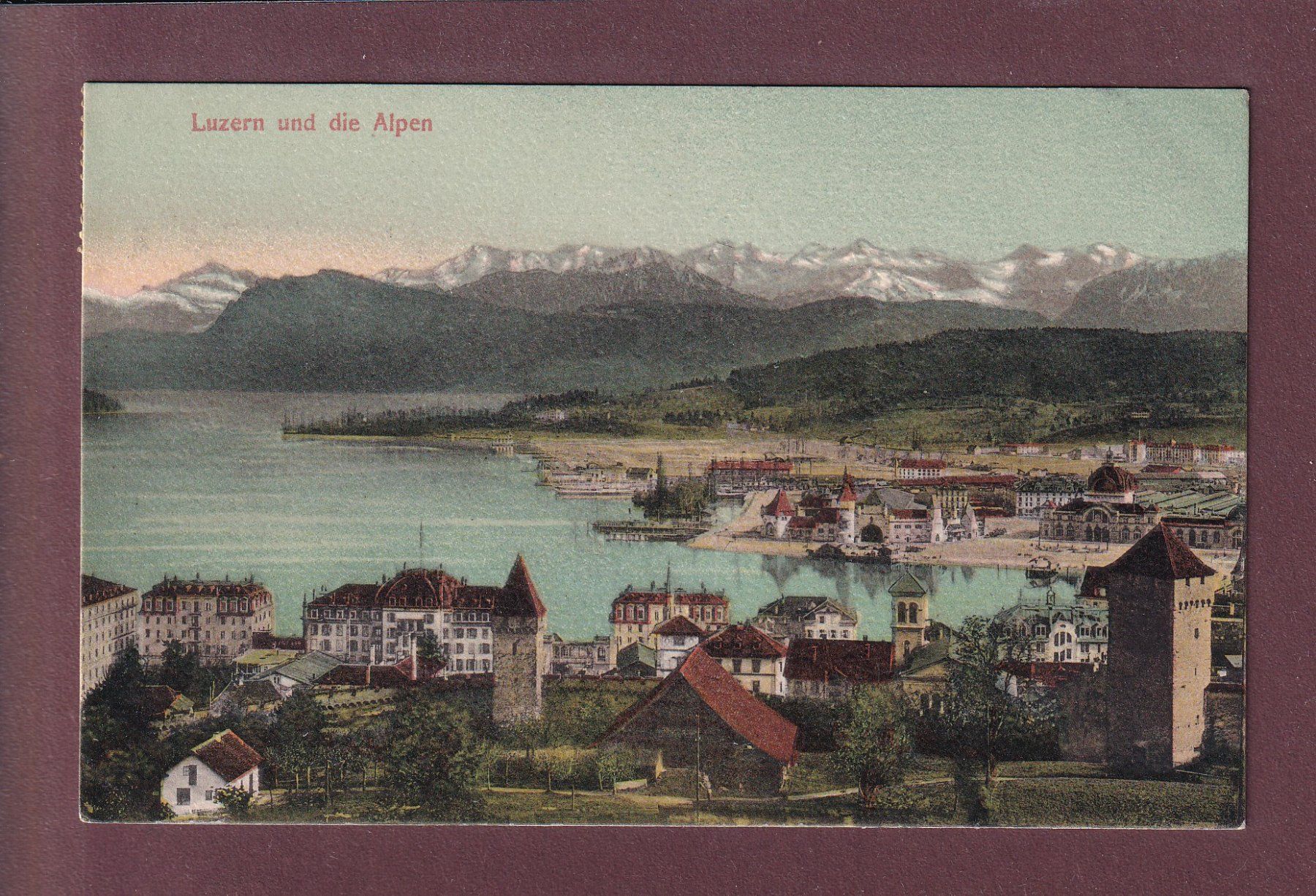 Cartoline postali: LUZERN und die Alpen - 1906 – Usato da Pully venduto da nicecards