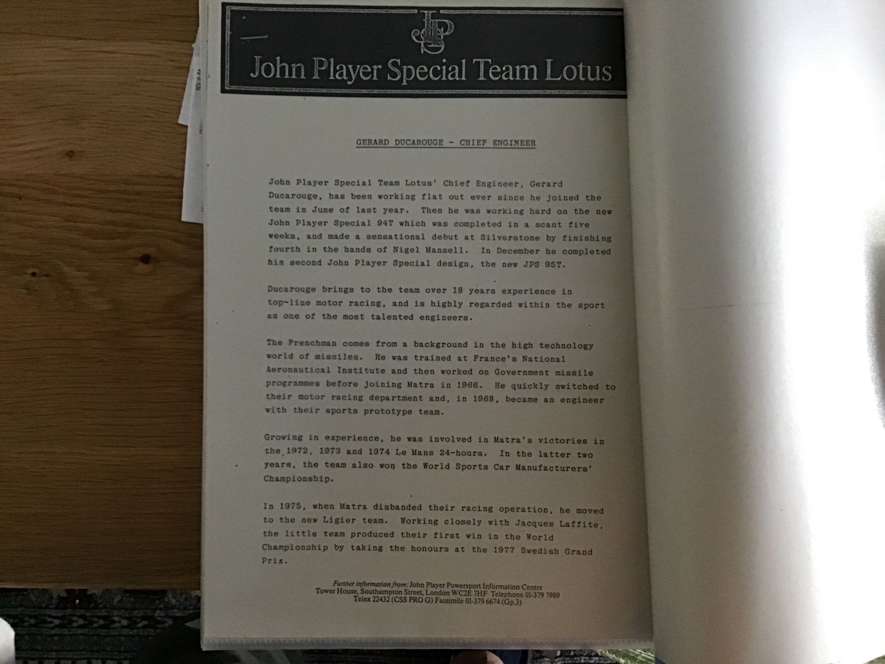 Zeitschriften & Magazine: John Player Special Team Lotus Berichte – Gebraucht aus Scherzingen von Starseller62 7