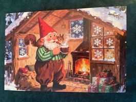 AK Postkarte Eichhörnchen Wichtel Zwerg Winter neu