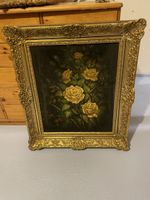 Ölgemälde Rosen Blumen Goldrahmen