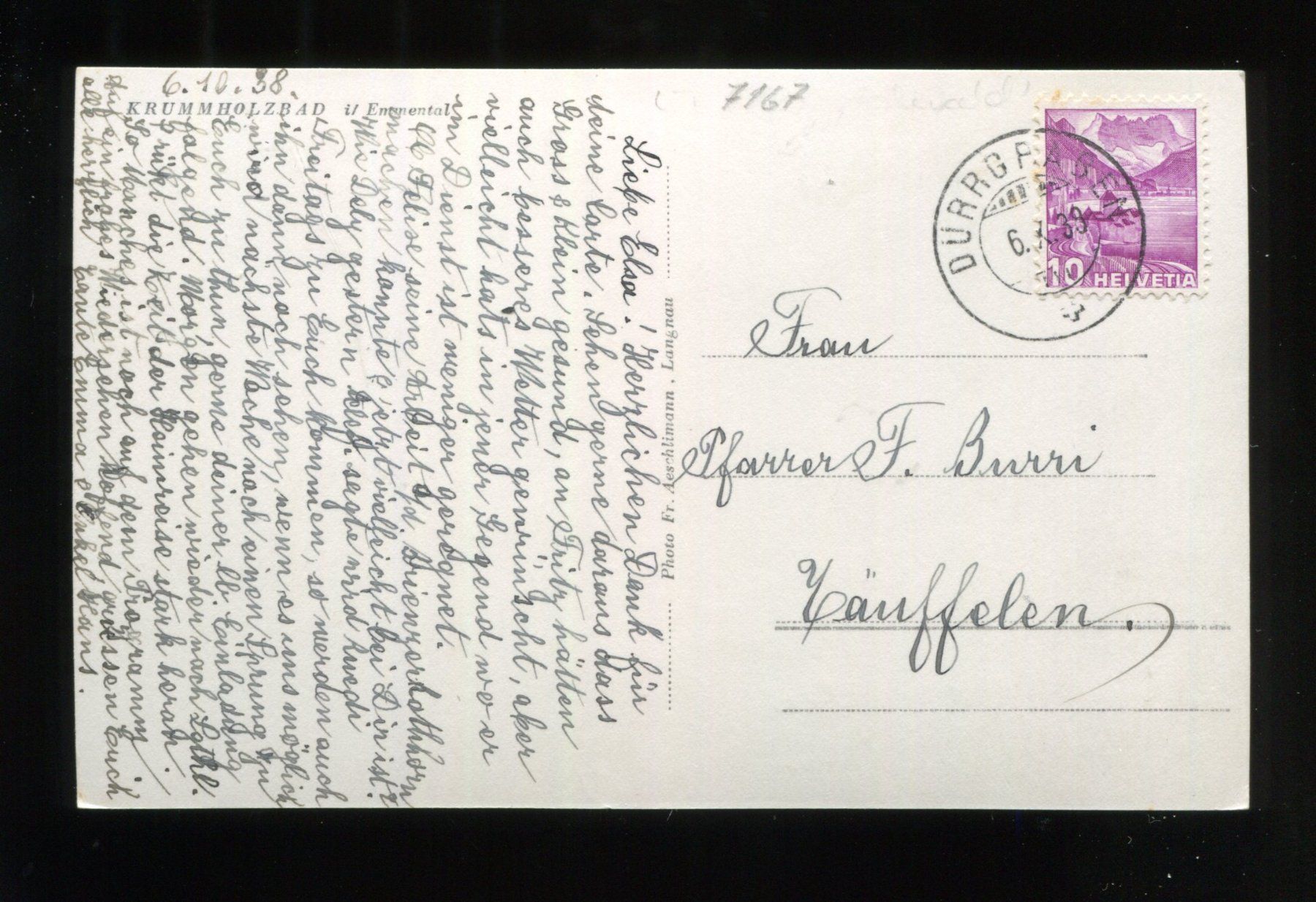 Cartoline postali: Krummholzbad, Emmental – Usato da Aarau venduto da Elmaar41 1