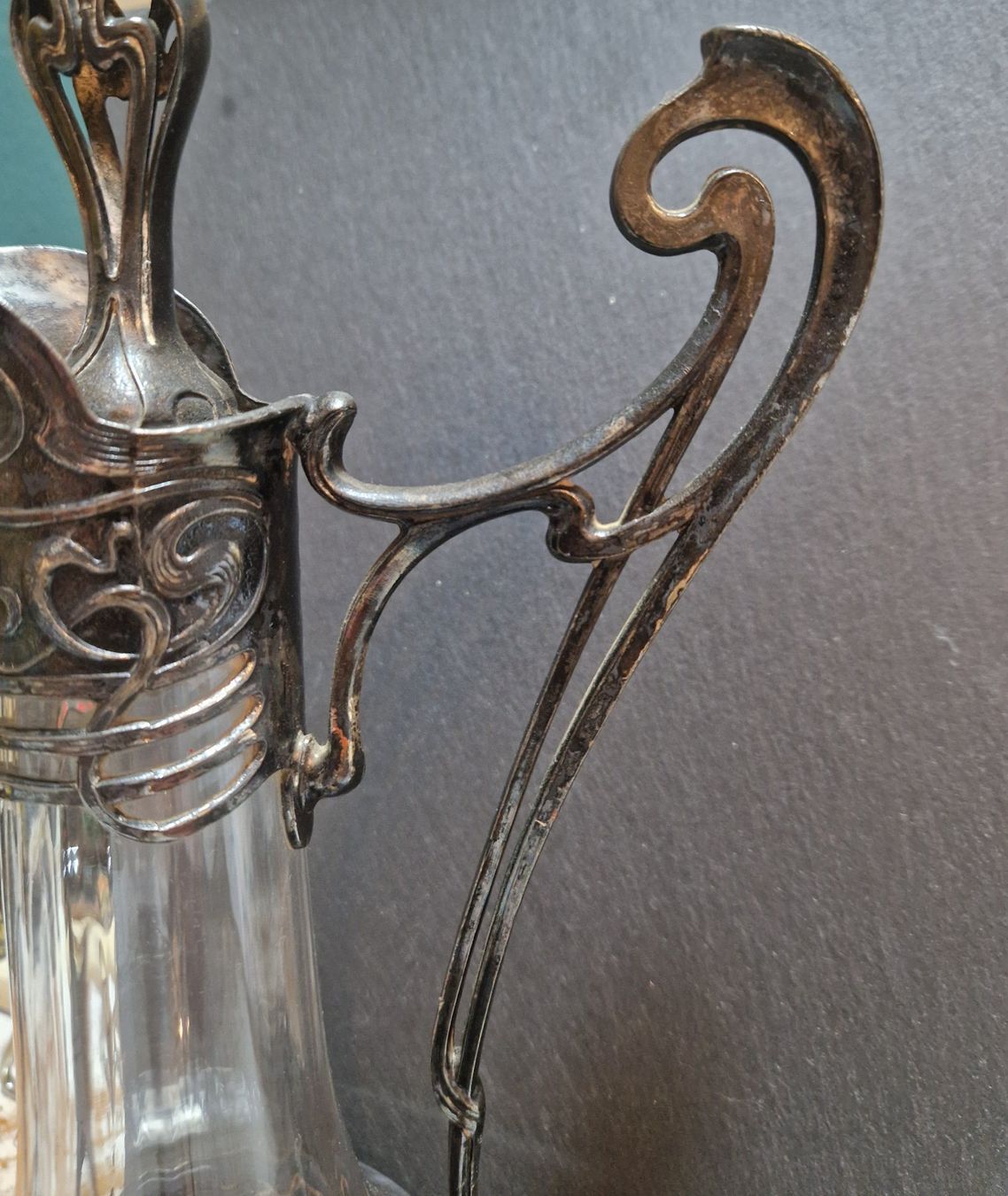 Caraffe: Karaffe Glas mit Metallmontur – Usato da Winterthur venduto da Sadega 2