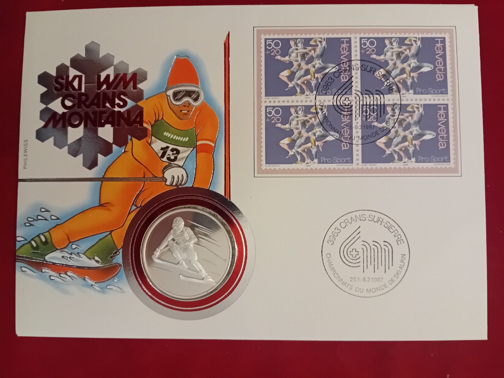 Médailles: Numisbrief mit Silbermedaille Sci Crans Montana – Neuf (Voir description) à Muralto par Alex1912