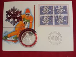 Numisbrief mit Silbermedaille Sci Crans Montana