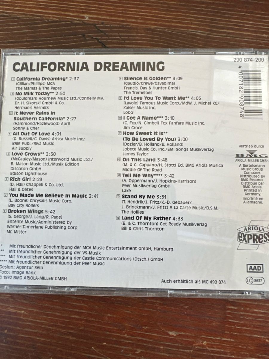 CDs: CD California Dreaming Ariola Express Sampler gut – Gebraucht aus Berikon von Rueegg4 1