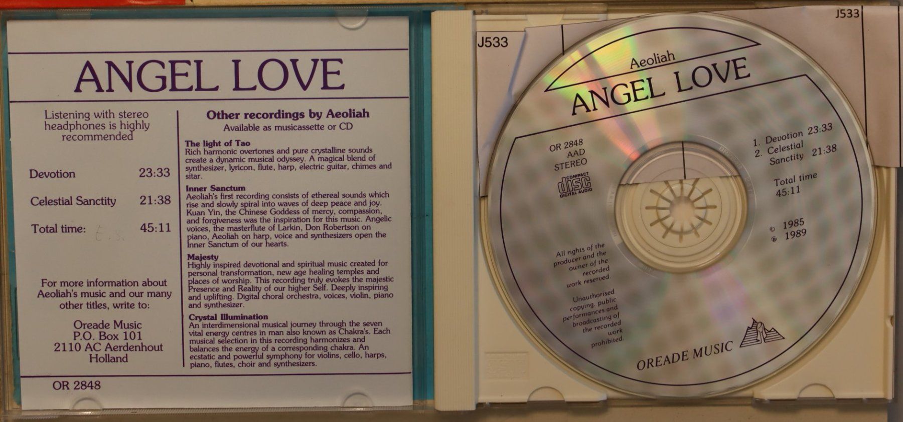 CD: Aeoliah – Angel Love – Usato da Luzern venduto da CONTENTI 1